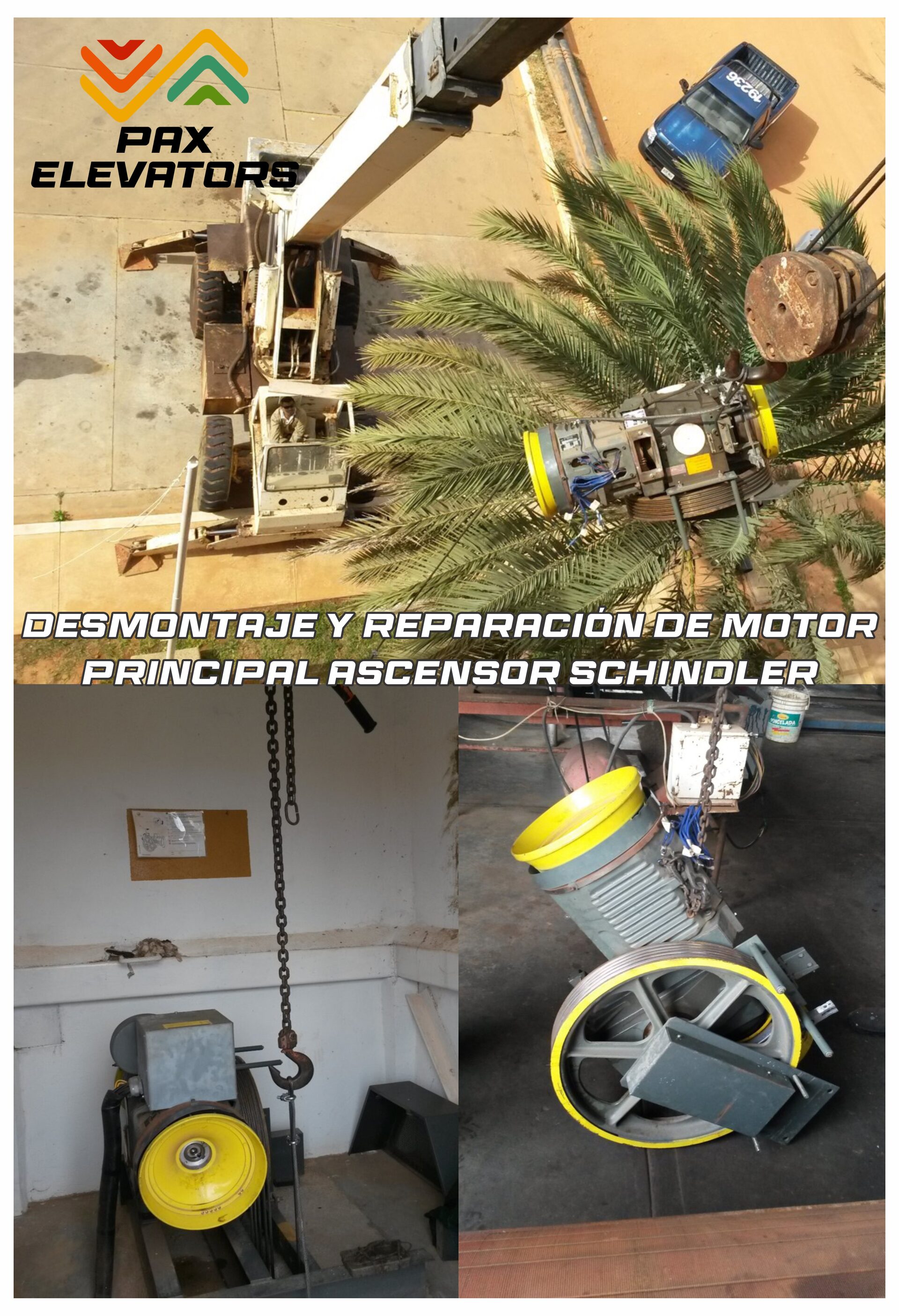 Desmontaje y reparación de motor principal Schindler